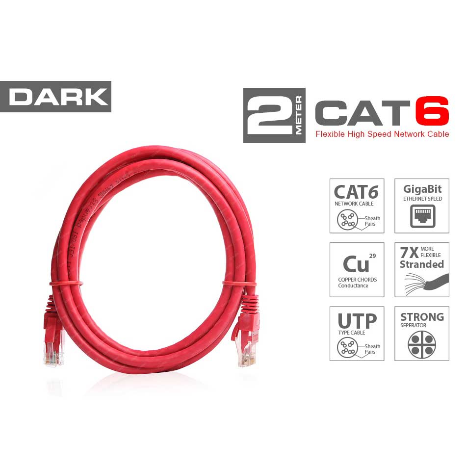 DARK%20DK-CB-NT6U200R%202MT%20UTP%20CAT6%20PATCH%20KABLO%20KIRMIZI%20AWG24/7