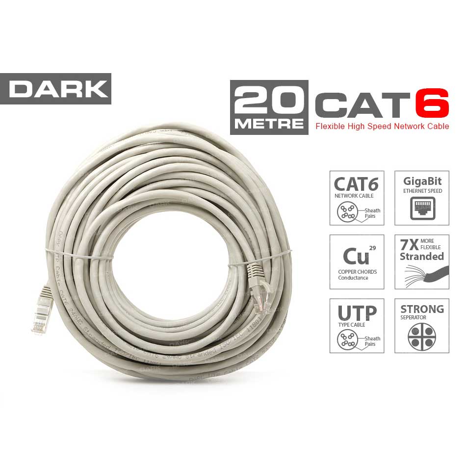 DARK%20DK-CB-NT6U2000G%2020MT%20UTP%20CAT6%20PATCH%20KABLO%20GRI%20AWG24/7