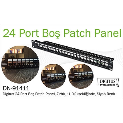 DIGITUS%20DN-91411%20MODULER%20UTP/FTP%20CAT6/CAT6A%2024%20PORT%20BOŞ%201U%20ZIRHLI%20PATCH%20PANEL