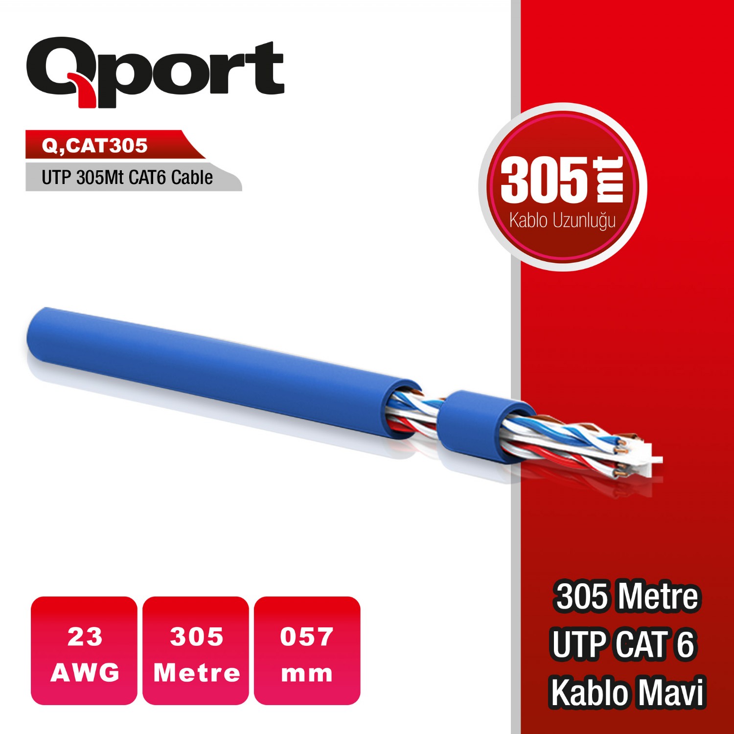 QPORT%20Q-CAT6%20305%20MT%20UTP%20CAT6%20NETWORK%20KABLO%20MAVI%2023AWG%200.57MM