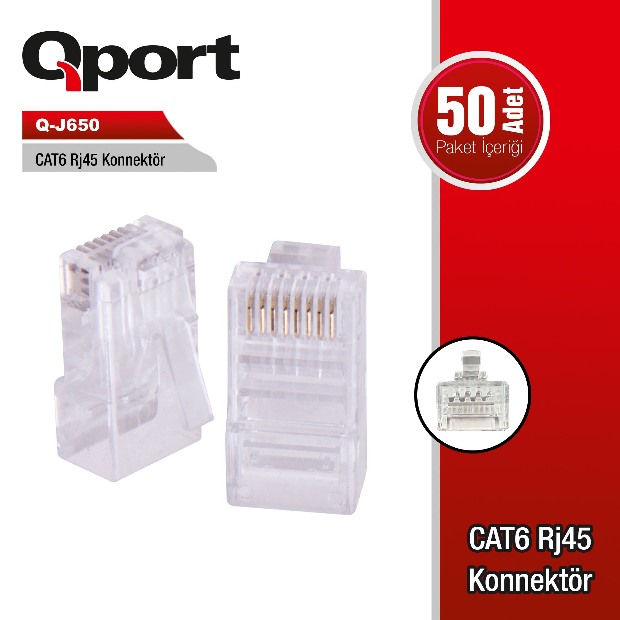 QPORT%20Q-J650%20CAT6%20RJ45%20KONNEKTÖR%2050’Lİ