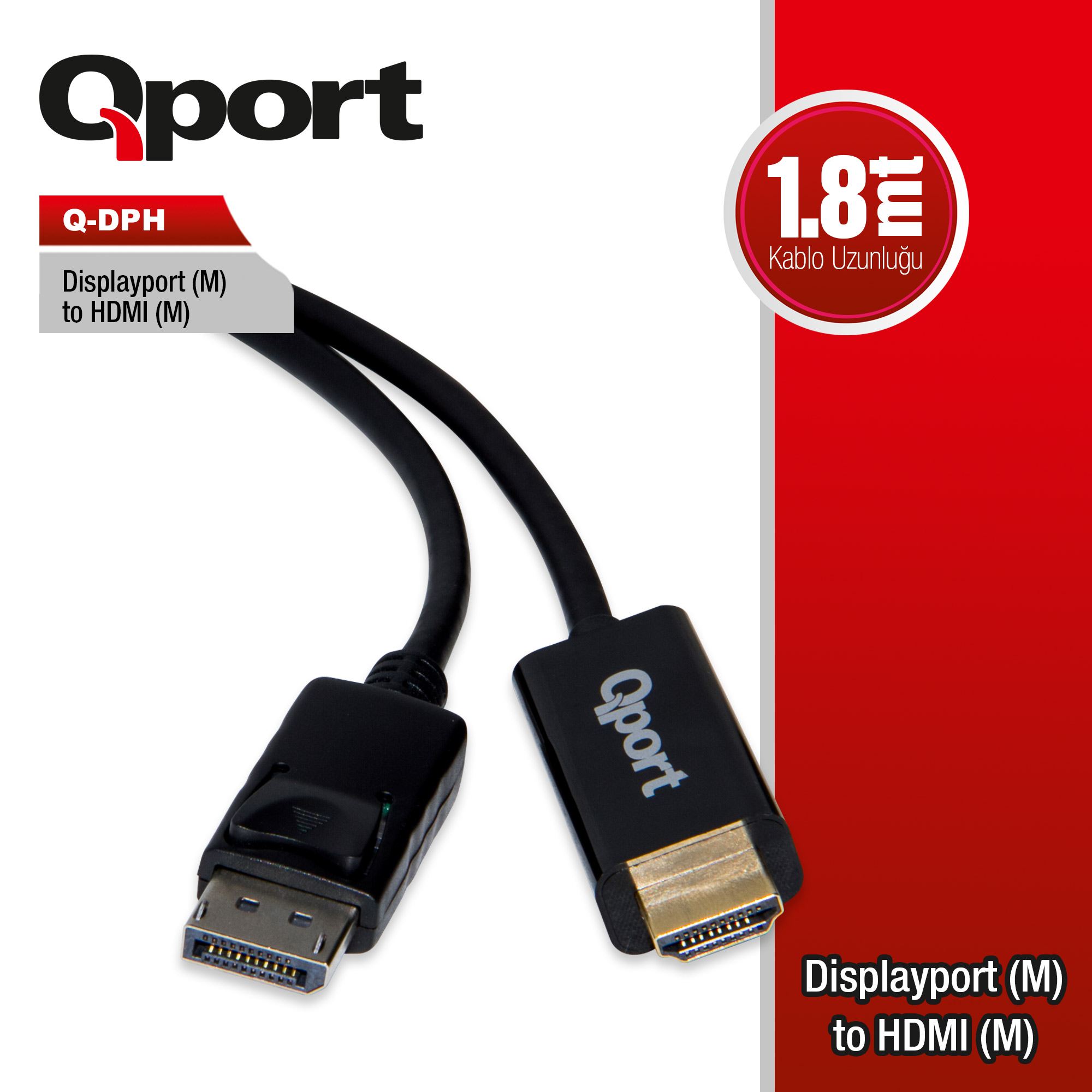 QPORT%20Q-DPH%20DISPLAY%20PORT%20TO%20HDMI%20ÇEVİRİCİ