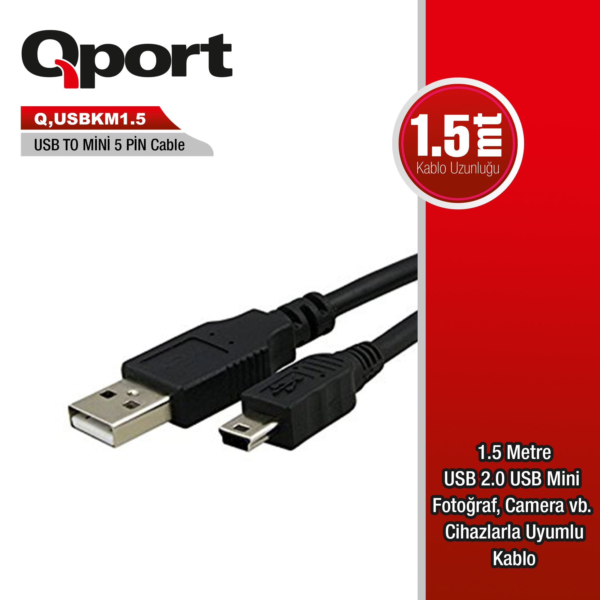 QPORT%20Q-USBKM1.5%20USB%201.5MT%20GSM%20MICRO%205PIN%20KAMERA/DATA/ŞARJ%20KABLO%20SİYAH