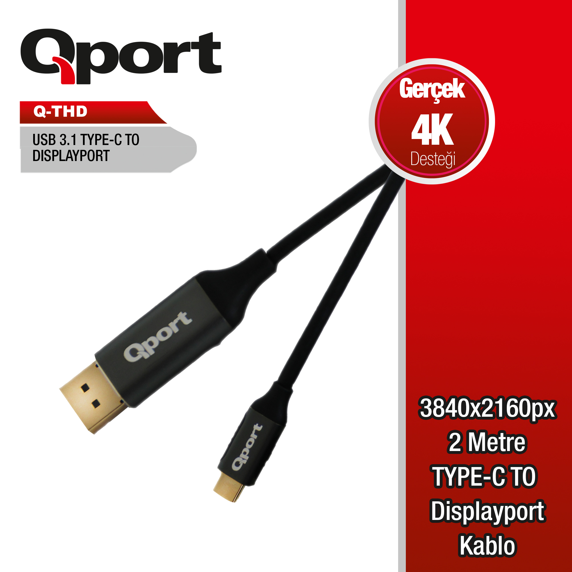 QPORT%20Q-THD%20TYPE-C%20TO%20DP%2060Hz%204K%202MT%20ÇEVİRİCİ%20KABLO