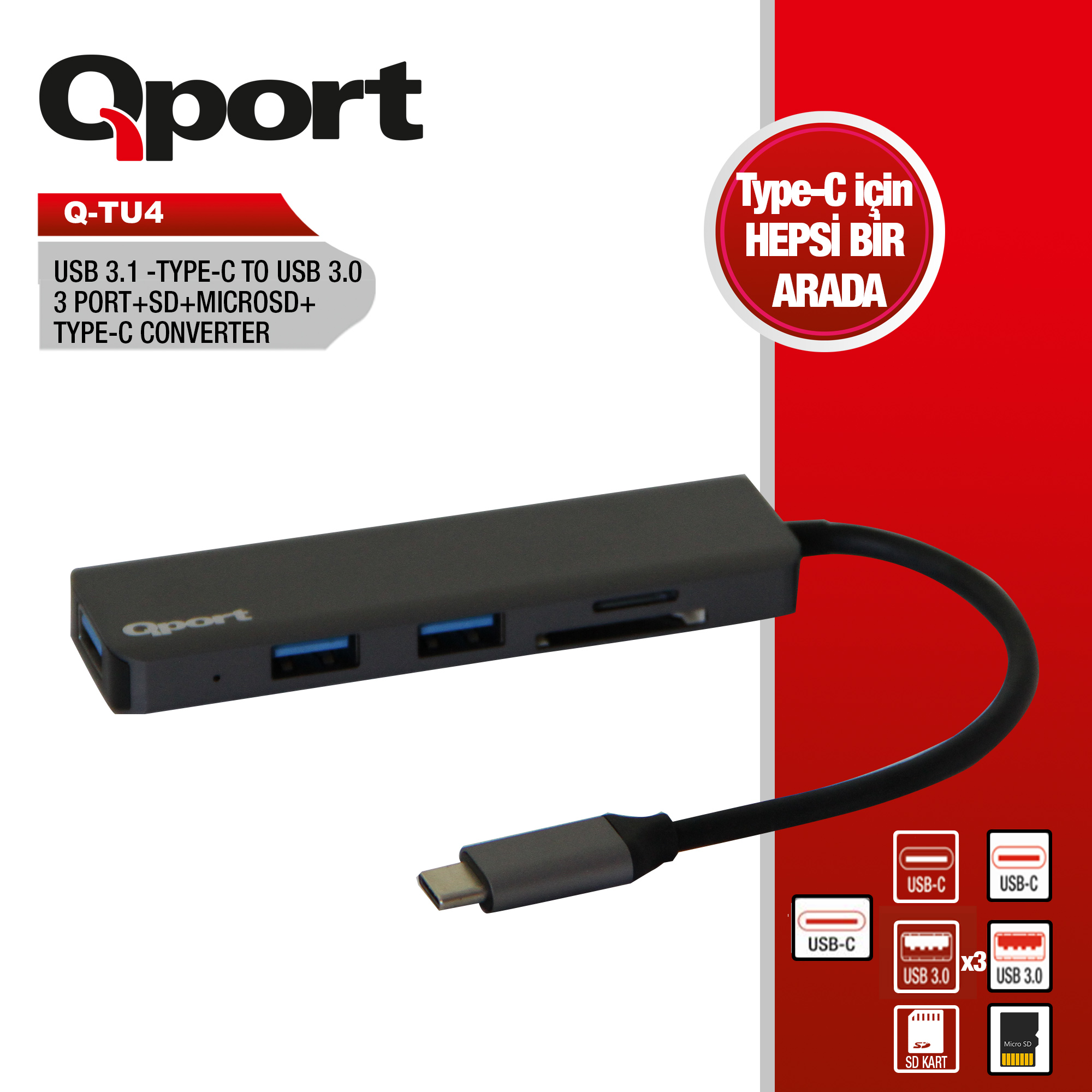 QPORT%20Q-TU4%20TYPE-C%20TO%203xUSB3.0+MICROSD%20ÇEVİRİCİ%20ADAPTÖR