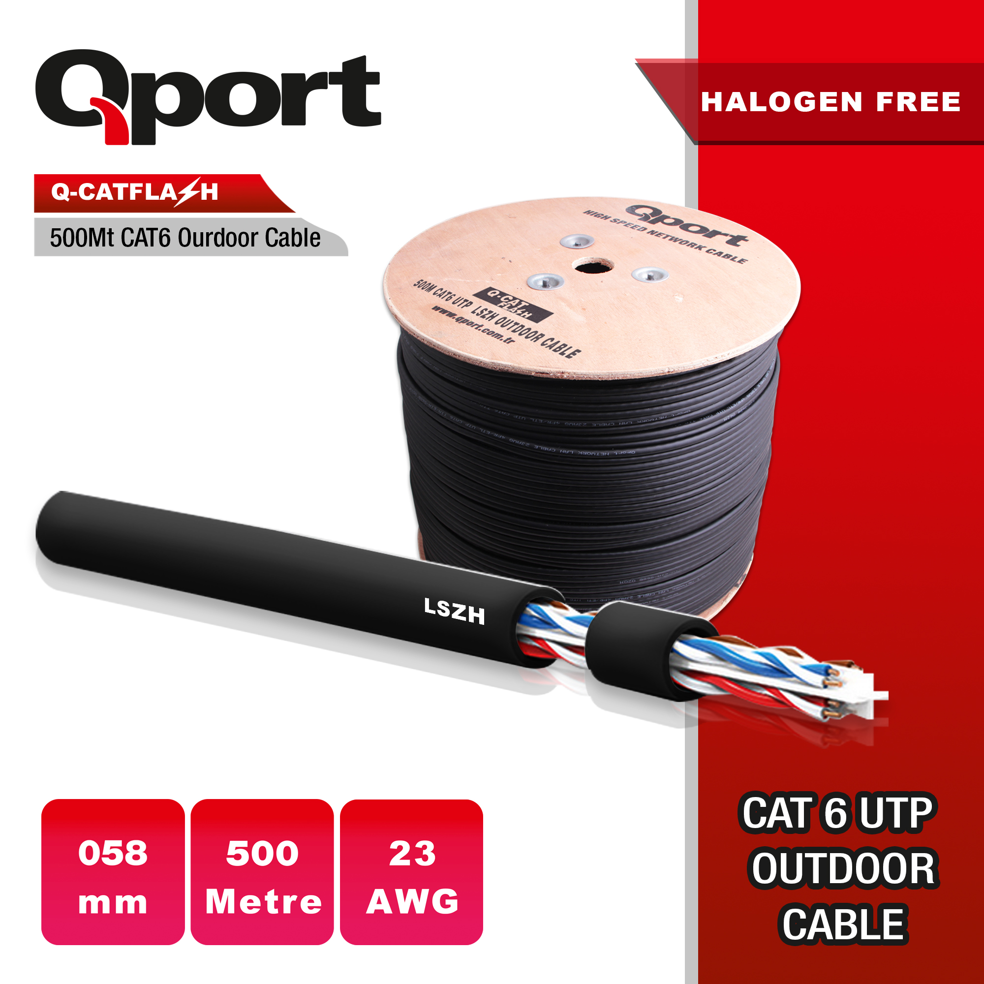 QPORT%20Q-CATFLASH%20500MT%20CAT6%20OUTDOOR%20LSZH%20NETWORK%20KABLO%2023%20AWG