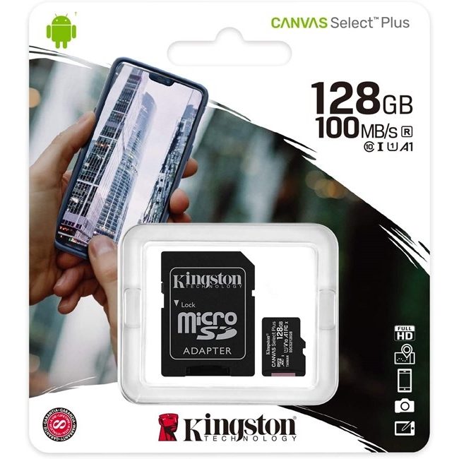 KINGSTON%20CANVAS%20SELECT%20PLUS%20128GB%20MICRO%20SDXC%20CLASS10%20HAFIZA%20KARTI%20SDCS2/128GB