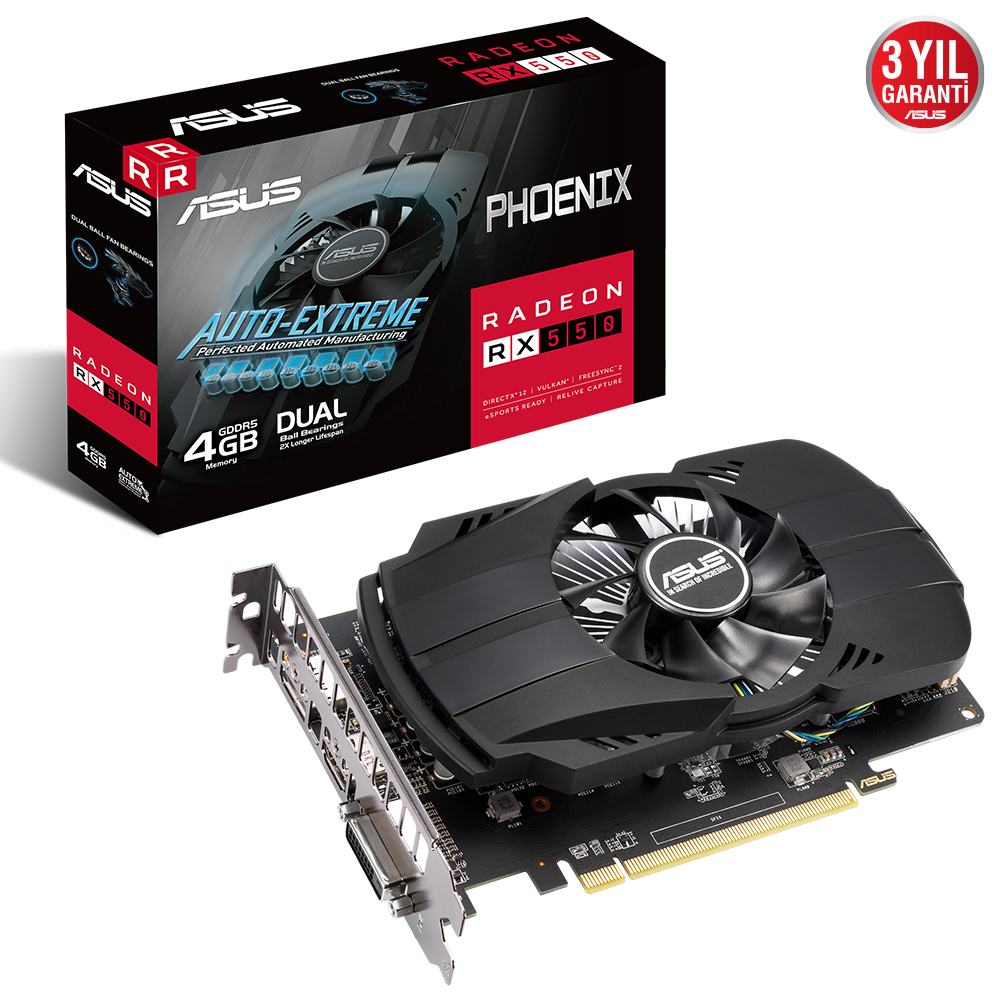 ASUS%20PH-RX550-4G-EVO%20RADEON%20RX550%204GB%20GDDR5%20128Bit%20DVI/HDMI/DP%2016X