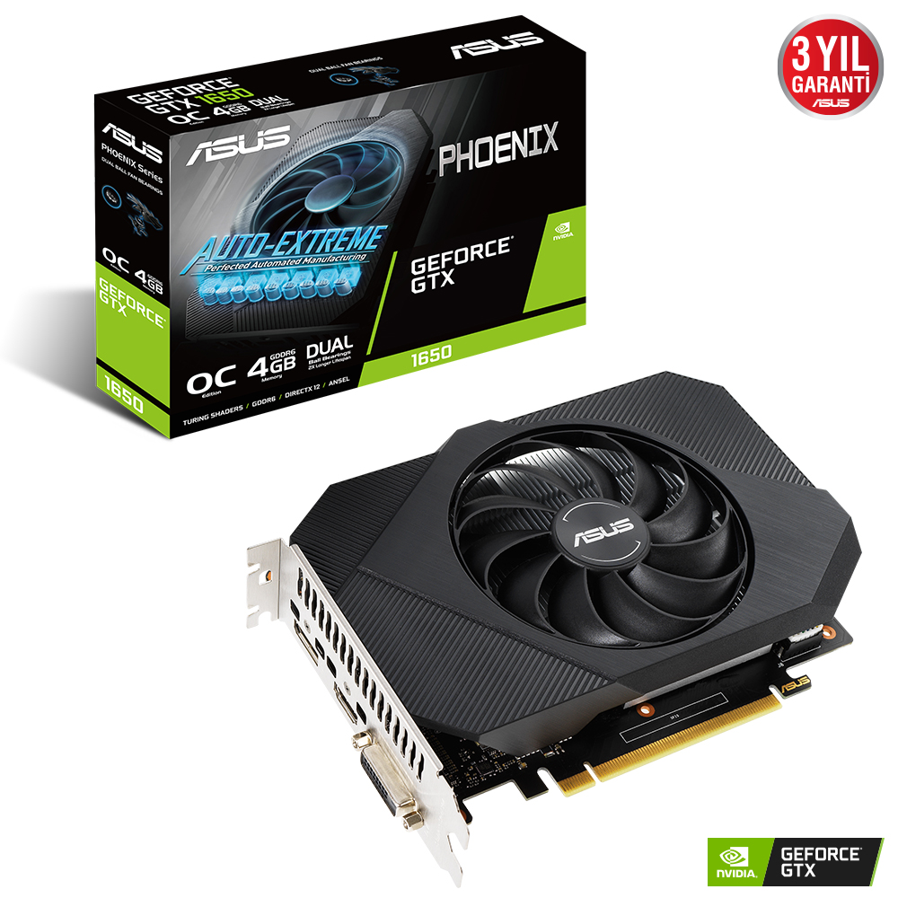 ASUS%20PH-GTX1650-O4GD6%20GTX1650%204GB%20GDDR6%20128Bit%20DVI/HDMI/DP