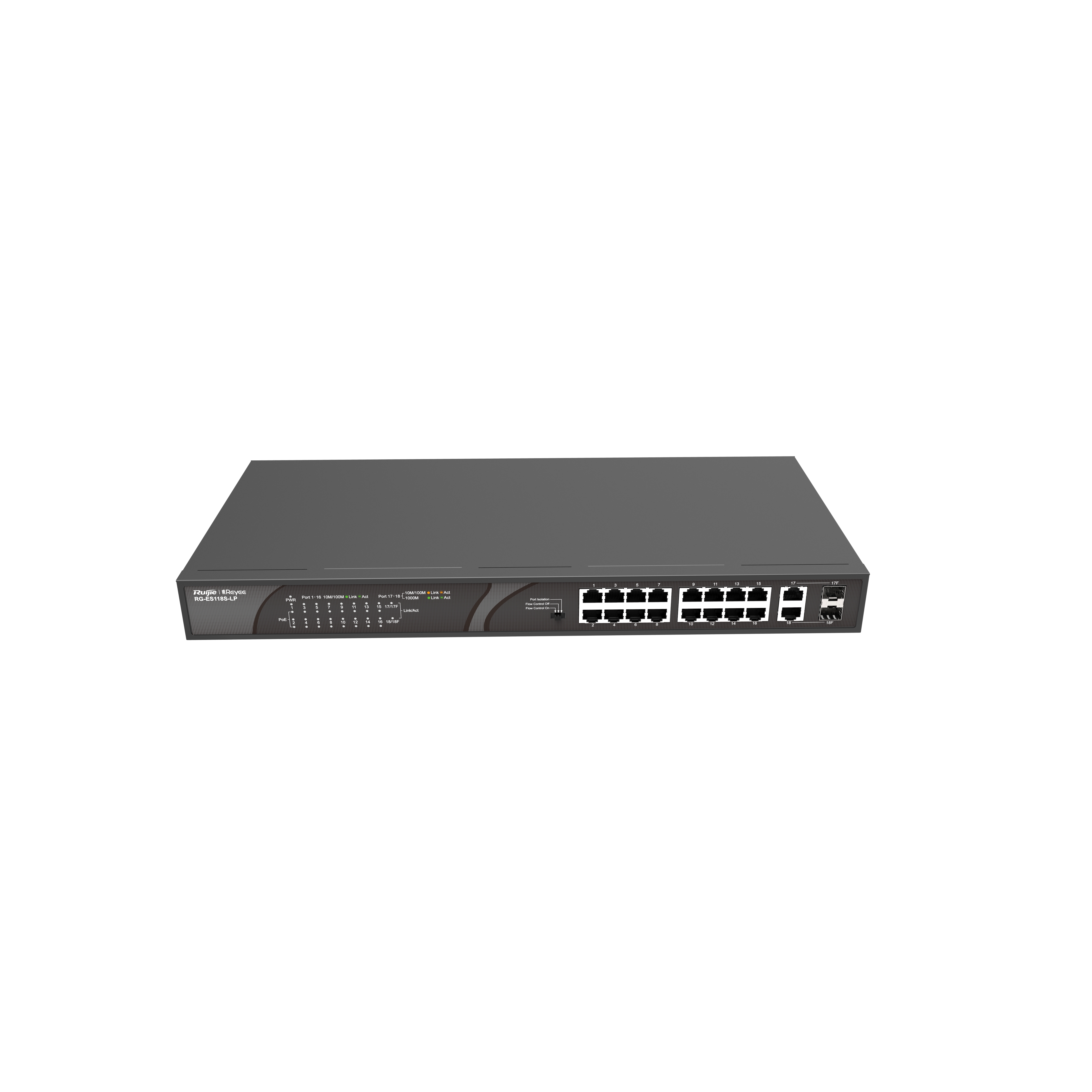 RUIJIE%20REYEE%20RG-ES118S-LP%2016%20PORT%2010/100%2016%20PORT%20POE%202%20X%20COMBO%20UPLINK%20120W%20YONETILEMEZ%20RACK%20MOUNT%20SWITCH