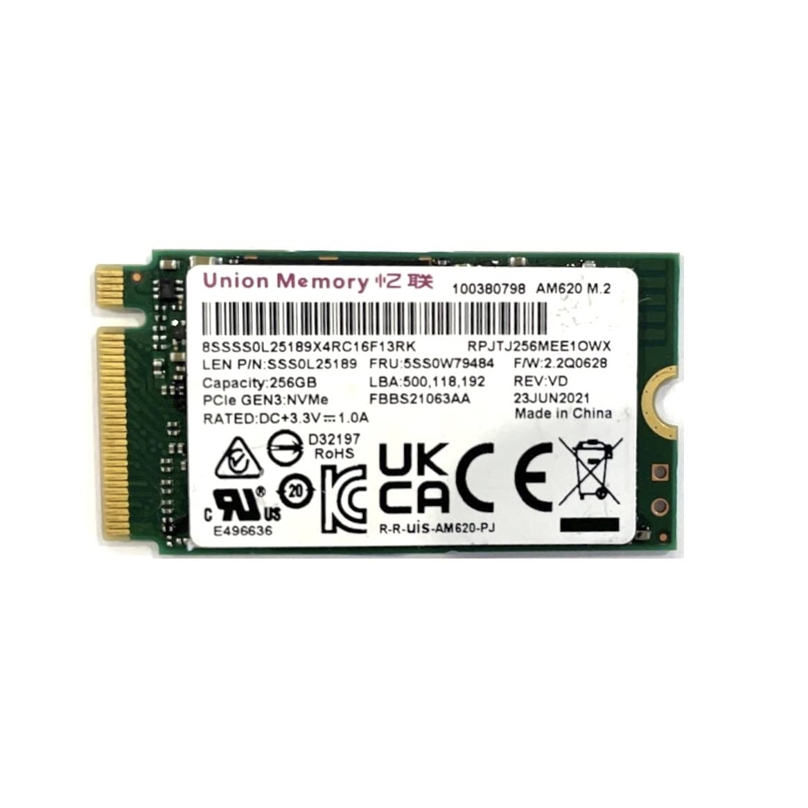 UNİON%20256GB%20M.2%202242%201000/1000MBPs%20PCIe%20NVMe%20SSD