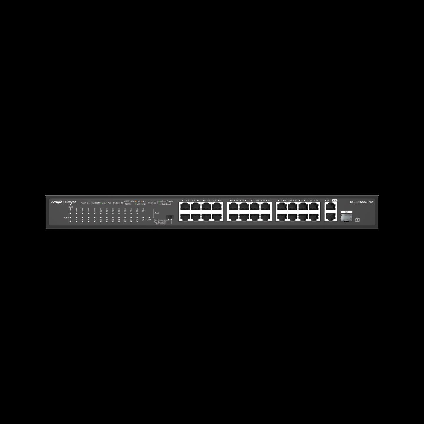 RUIJIE%20RG-ES126S-P%2024%20PORT%2010/100%2024%20PORT%20POE+%201X%20UPLINK%20+%201XSFP%20370%20WATT%20YONETILEMEZ%20RACK%20MOUNT%20SWITCH