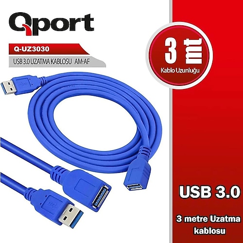 QPORT%20Q-UZ3030%20USB%203.0%20USB%20UZATMA%20KABLOSU%203%20MT