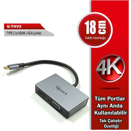 QPORT%20Q-THV2%20TYPE-C%20TO%20HDMI/VGA%20ÇEVİRİCİ