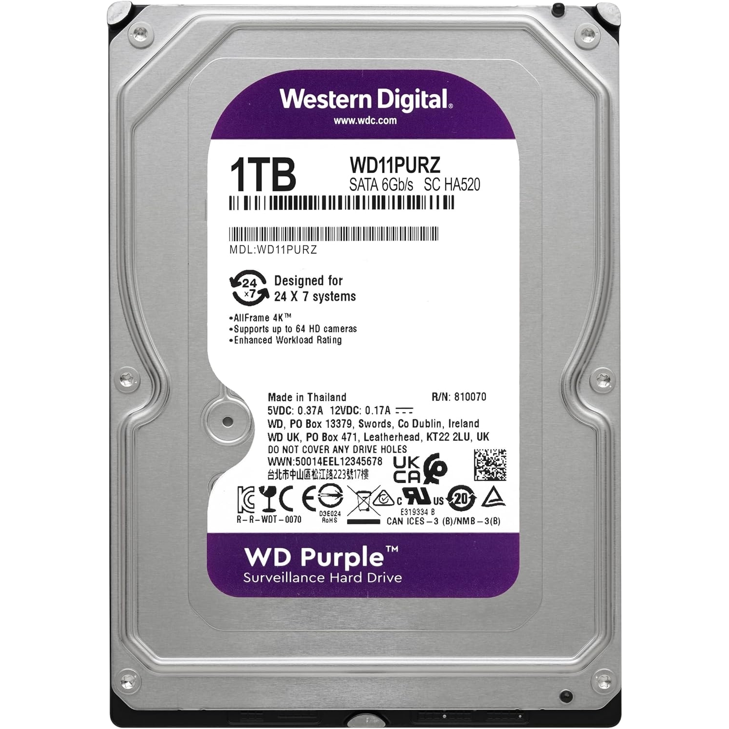 WD%20PURPLE%201TB%205400RPM%2064MB%20SATA3%20WD11PURZ%207/24%20HDD%20RESMİ%20DİSTİ%20GARANTİLİ