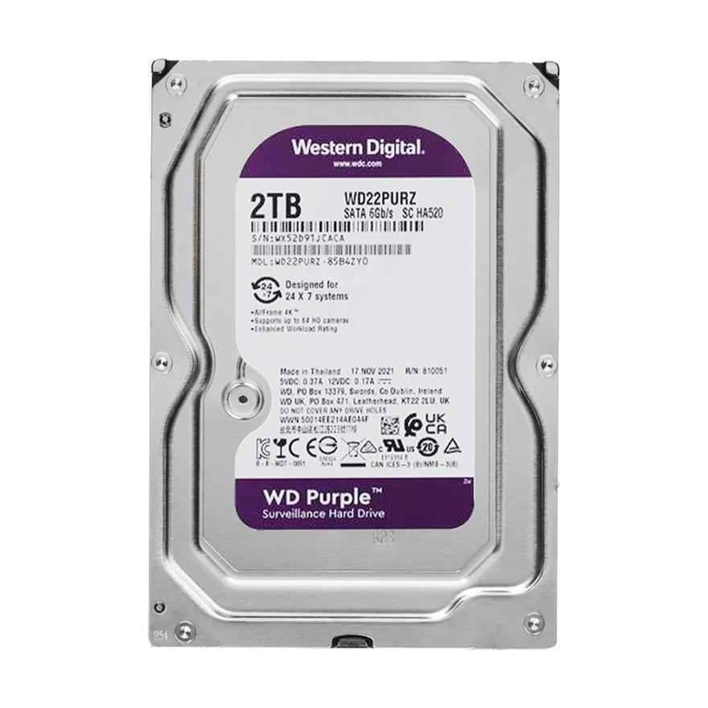 WD%20PURPLE%202TB%205400RPM%20256MB%20SATA3%20WD23PURZ%207/24%20HDD%20RESMİ%20DİSTİ%20GARANTİLİ