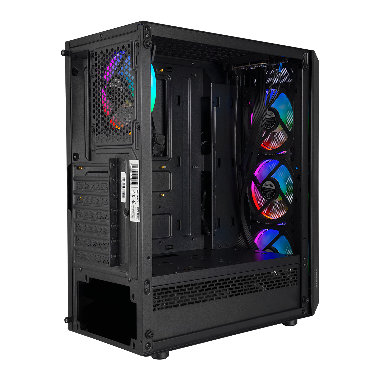 EVEREST%20BUMPY%20PSU%20YOK%204x12CM%20RGB%20FAN%20ATX%20TEMPERED%20GLASS%202xUSB2.0/1xUSB3.0%20SİYAH%20MID%20TOWER%20GAMİNG%20KASA