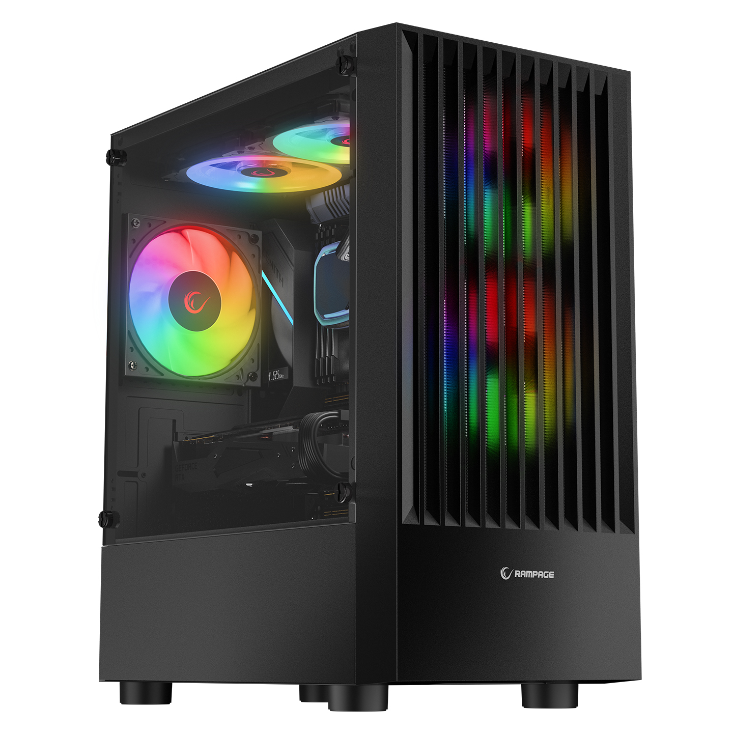 RAMPAGE%20LYRA%20MESH%20PSU%20YOK%203x12CM%20RGB%20FAN%20MICRO%20ATX%20TEMPERED%20GLASS%202xUSB2.0/1xUSB3.0%20SİYAH%20MID%20TOWER%20GAMİNG%20KASA