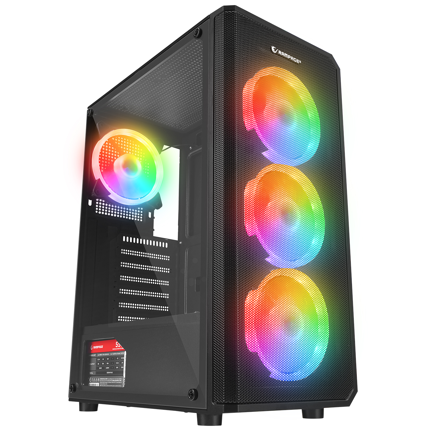 RAMPAGE%20HELIOS%20MESH%20550W%2080+%204x12CM%20RGB%20FAN%20ATX%20TEMPERED%20GLASS%202xUSB2.0/1xUSB3.0%20SİYAH%20MID%20TOWER%20GAMİNG%20KASA