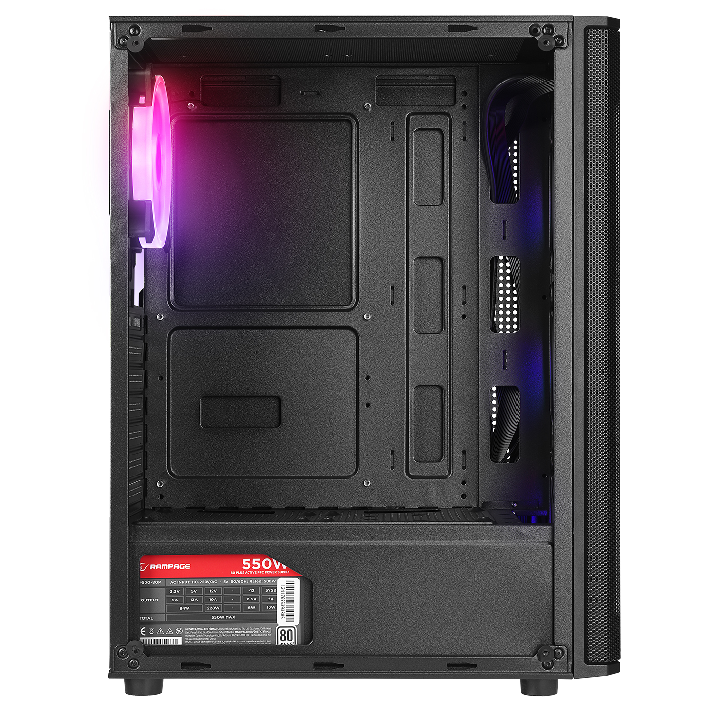 RAMPAGE%20HELIOS%20MESH%20550W%2080+%204x12CM%20RGB%20FAN%20ATX%20TEMPERED%20GLASS%202xUSB2.0/1xUSB3.0%20SİYAH%20MID%20TOWER%20GAMİNG%20KASA