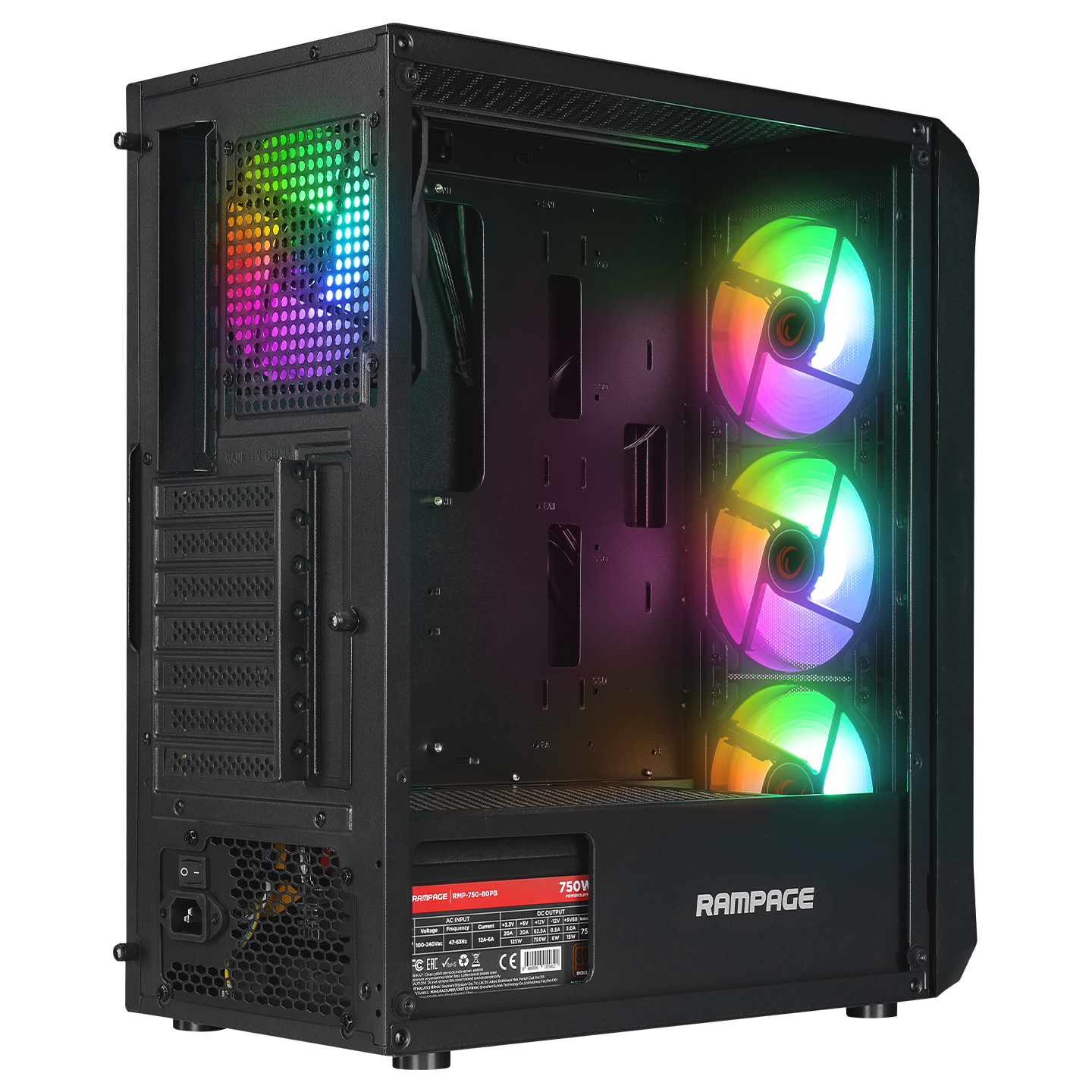 RAMPAGE%20COMPACT%20750W%2080+%20BR%204x12CM%20RGB%20FAN%20ATX%20TEMPERED%20GLASS%202xUSB2.0/1xUSB3.0%20SİYAH%20MID%20TOWER%20GAMİNG%20KASA