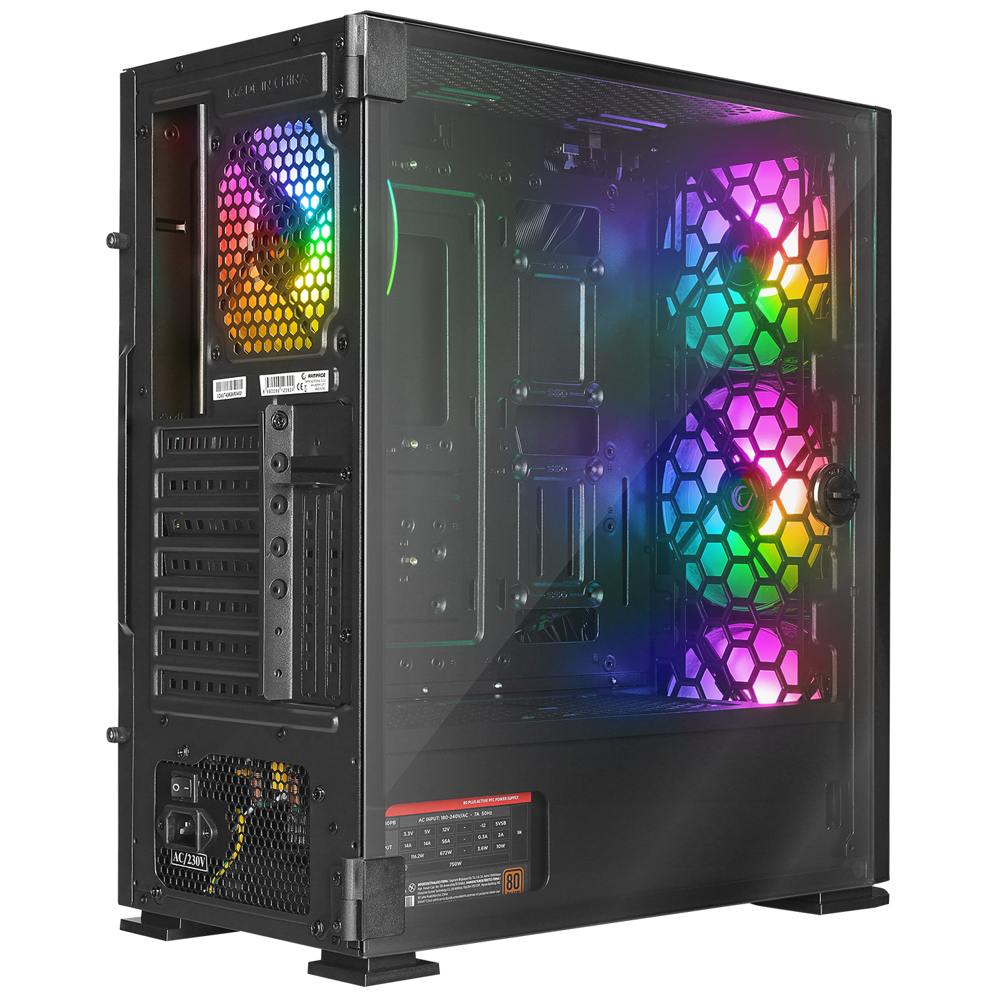 RAMPAGE%20TRAPPER%20750W%2080+%20BR%203x14CM%20+%201x12CM%20ARGB%20FAN%20ATX%20TEMPERED%20GLASS%202xUSB2.0/1xUSB3.0%20SİYAH%20MID%20TOWER%20GAMİNG%20KASA