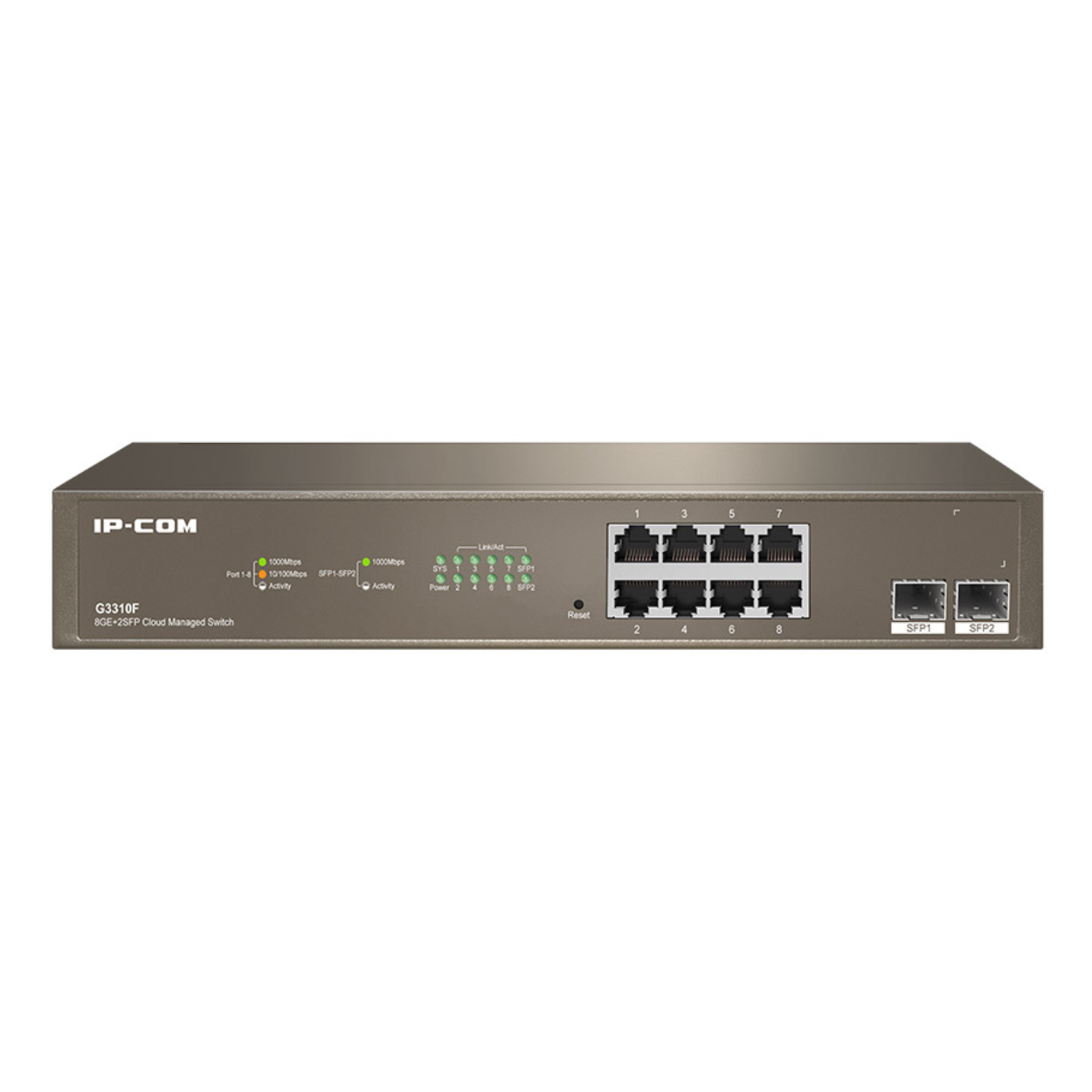 IP-COM%20G3310F%208%20PORT%2010/100/1000%202%20X%20SFP%20CLOUD%20YÖNETİLEBİLİR%20RACK%20MOUNT%20SWITCH%20METAL%20KASA