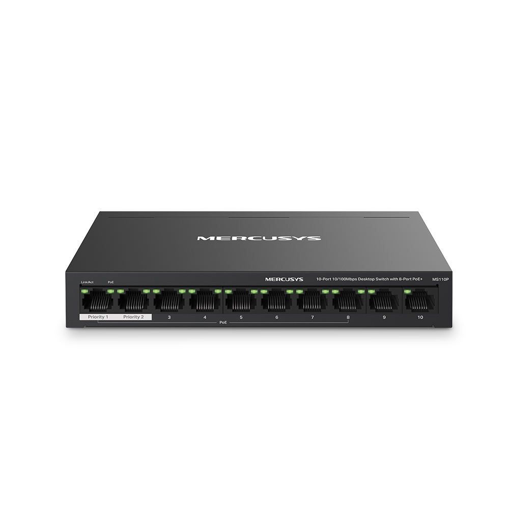 TP-LINK%20MERCUSYS%20MS110P%2010%20PORT%2010/100%208%20PORT%20POE+%20YONETILEMEZ%20DESKTOP%20SWITCH%20METAL%20KASA