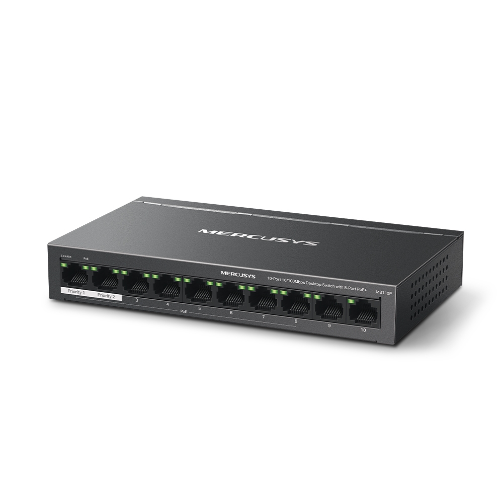 TP-LINK%20MERCUSYS%20MS110P%2010%20PORT%2010/100%208%20PORT%20POE+%20YONETILEMEZ%20DESKTOP%20SWITCH%20METAL%20KASA