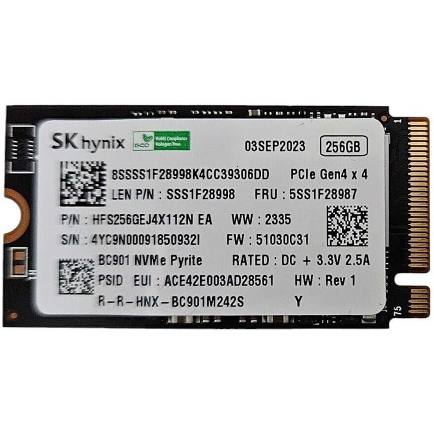 HYNIX%20HFS256GEJ4X112N%20256GB%203200/2300MB/s%20M.2%202242%20PCIe%20NVME%20SSD