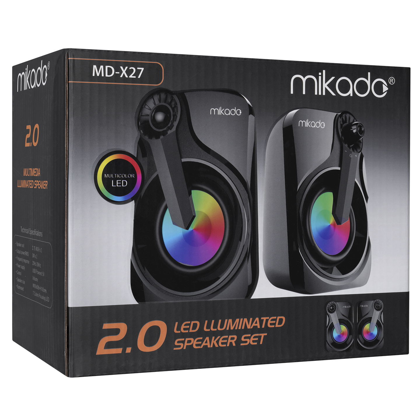 MIKADO%20MD-X27%201+1%203W%20USB%202.0%20SİYAH%20RGB%20HOPARLÖR