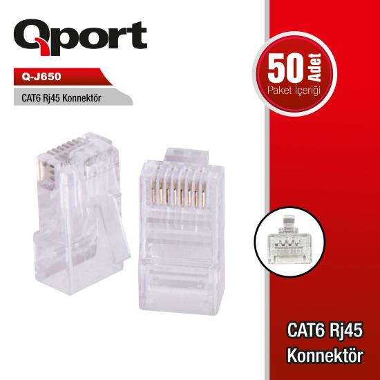 QPORT Q-J650 CAT6 RJ45 KONNEKTÖR 50’Lİ