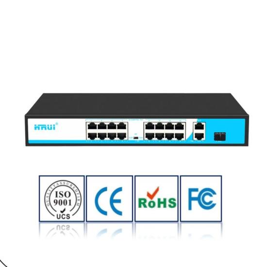 HRUI HR901-AF-1621GS-200 16 PORT 10/100 16 PORT POE 2 PORT UPLINK + 1 SFP 200W YONETILEMEZ RACK MOUNT SWITCH