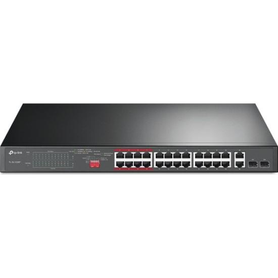 TP-LINK TL-SL1226P 24 PORT 10/100 24 PORT POE 2 PORT UPLINK +2 SFP YONETILEMEZ RACK MOUNT SWITCH