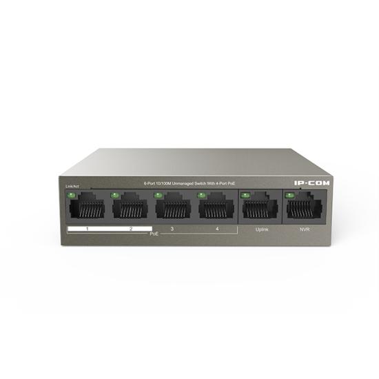 IP-COM F1106P-4-63W 4 PORT 10/100 4 PORT POE 2 X FE UPLINK 63W YONETILEMEZ DESKTOP SWITCH