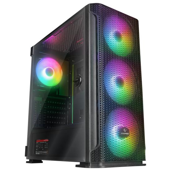 RAMPAGE TRAPPER 750W 80+ BR 3x14CM + 1x12CM ARGB FAN ATX TEMPERED GLASS 2xUSB2.0/1xUSB3.0 SİYAH MID TOWER GAMİNG KASA