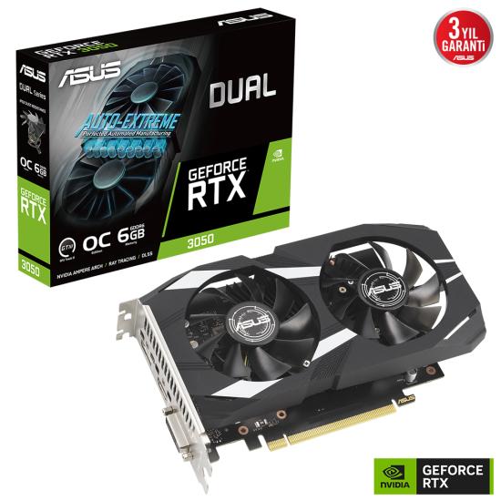 ASUS DUAL-RTX3050-O6G RTX3050 6GB GDDR6 128Bit DVI-D/HDMI/DP PCI-E 4.0