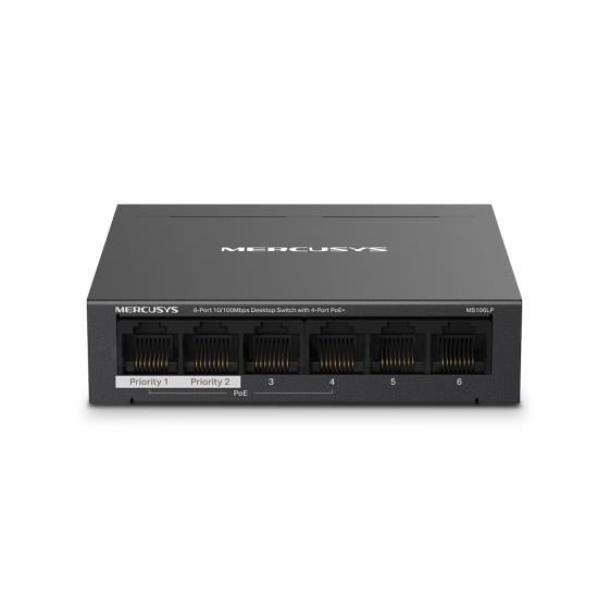 TP-LINK MERCUSYS MS106LP 6 PORT 10/100 4 PORT POE+ YONETILEMEZ DESKTOP SWITCH METAL KASA