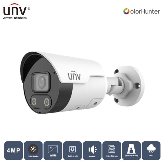 UNIVIEW IPC2124LE-ADF28KMC-WL 4MP 2.8MM 50MT COLORHUNTER IP67 H265+ IR BULLET IP KAMERA (Dahili Sesli ve Hoparlörlü)